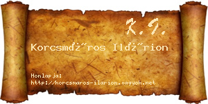 Korcsmáros Ilárion névjegykártya